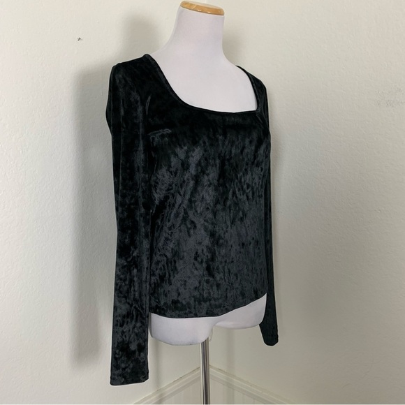 Vince Crushed Velvet Square Neck Top Womens M Black Romantic Velour Witchy Goth - Picture 7 of 16